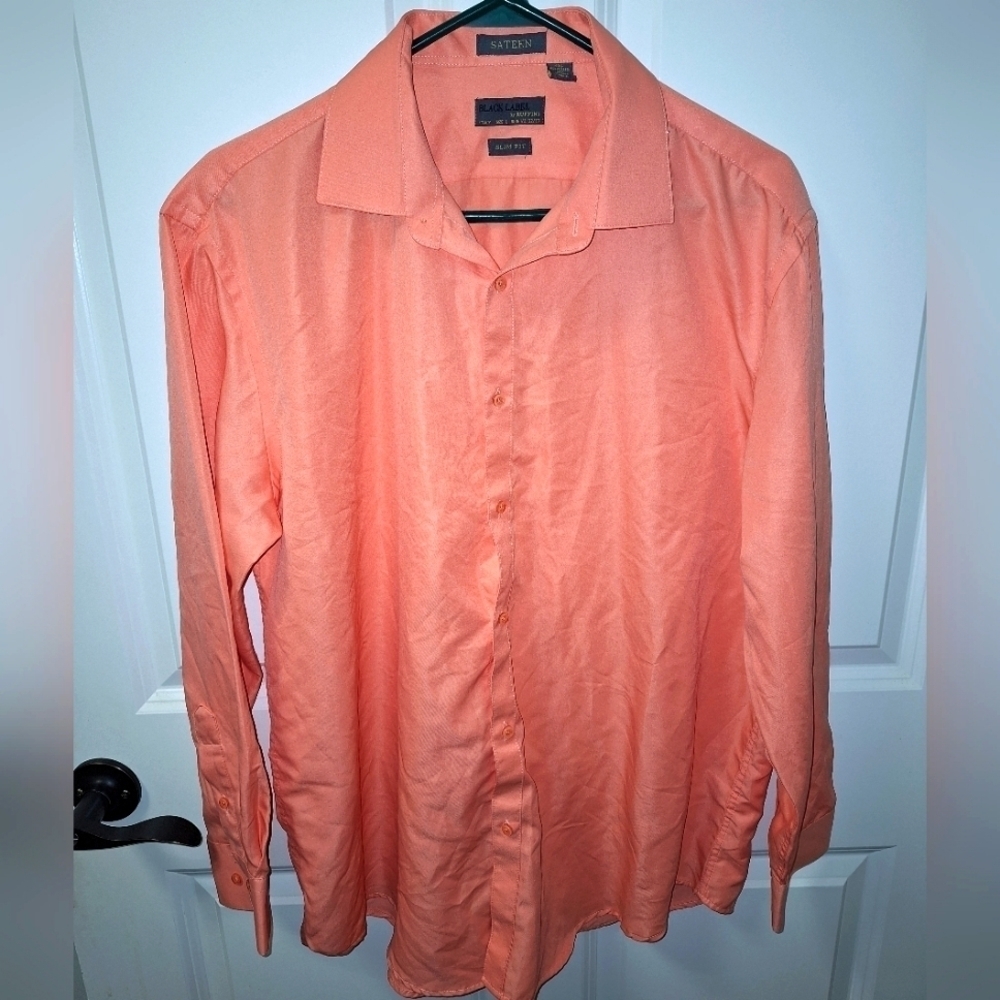 Black Label by Ruffini men's long sleeve button-down in a size large. Sateen